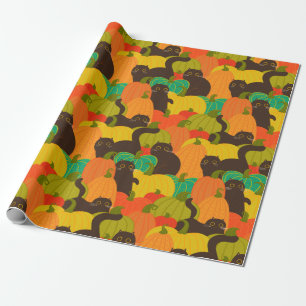 Pumpkin Cats Wrapping Paper Geschenkpapier