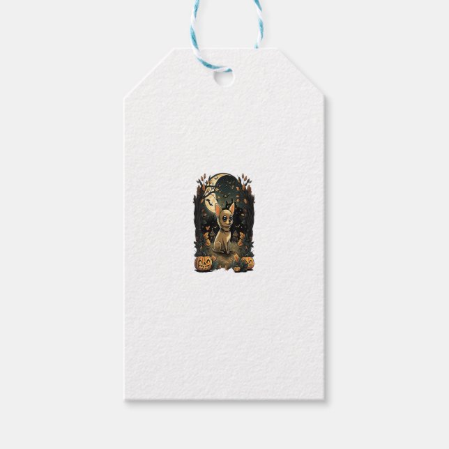 Pumpkin Chihuahua Kostüm auf Chihuahua Halloween Geschenkanhänger (Vorderseite)