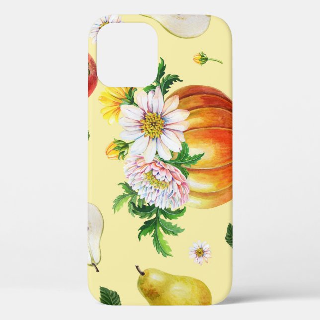 Pumpkin, Chrysanthemum: Herbstfruchtillustrierung. Case-Mate iPhone Hülle (Rückseite)