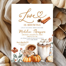 Pumpkin Coffee Theme Love is Brewing Bridal Shower Einladung