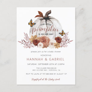 Pumpkin Couple's Baby Shower Terracotta Budget Postkarte
