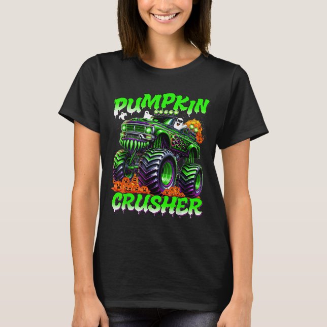 Pumpkin Crusher Monster Truck Ghosts Halloween For T-Shirt (Vorderseite)