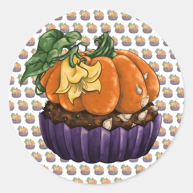 Pumpkin Cupcake Runder Aufkleber (Vorderseite)