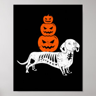 Pumpkin Dachshund Funny Halloween Jack O Lantern Poster