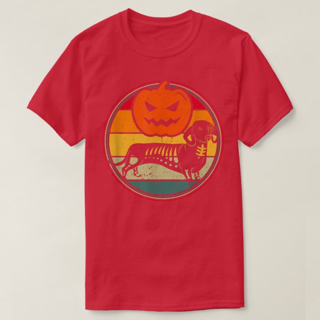 Pumpkin Dackel Funny Halloween Kürbislaterne W T-Shirt (Design vorne)