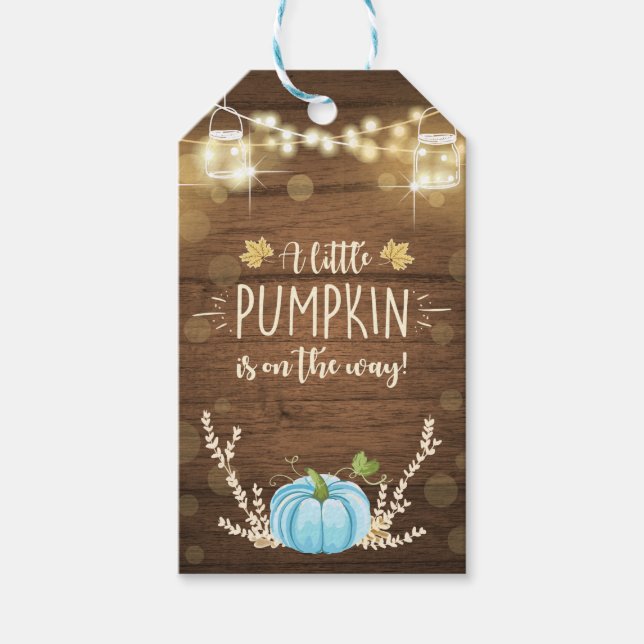 Pumpkin danke Ihnen Tag Rustic Fall Wood Lights Geschenkanhänger (Vorderseite)