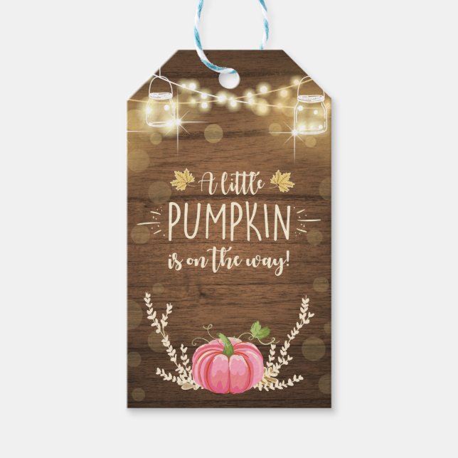 Pumpkin danke Ihnen Tag Rustic Fall Wood Lights Geschenkanhänger (Vorderseite)