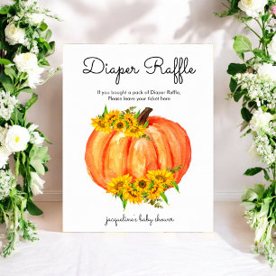Pumpkin Diaper Raffle Baby Dusche Poster