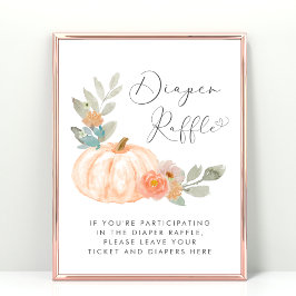 Pumpkin Diaper Raffle Orange Babydusche Poster