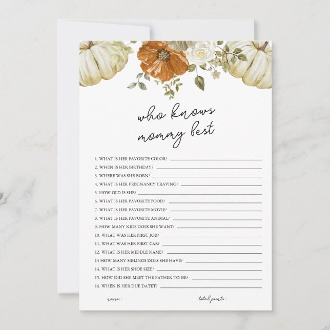 Pumpkin, die Mommy Best Baby Shower Card kennt Einladung (Vorderseite)