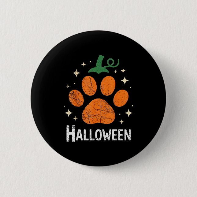 Pumpkin Dog Cat Paw Print Halloween Pet Lover  Button (Vorderseite)