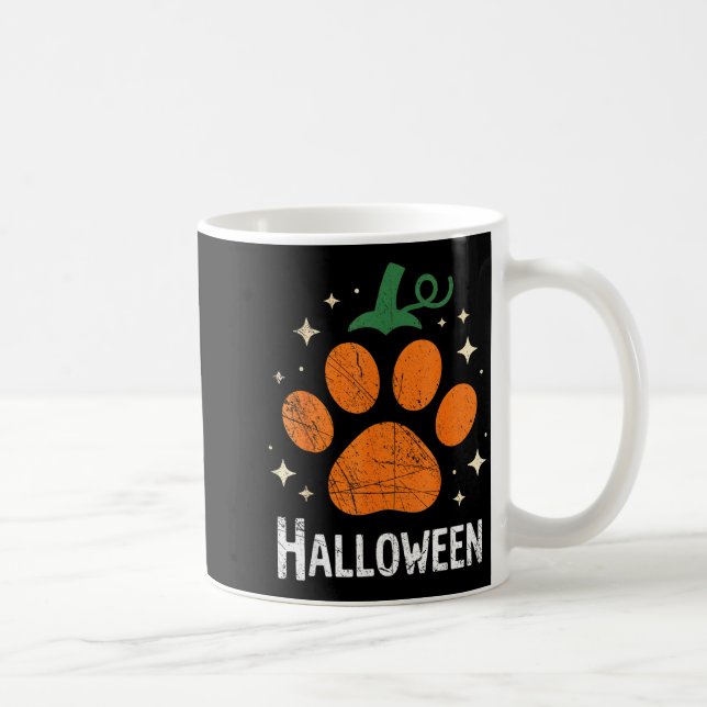 Pumpkin Dog Cat Paw Print Halloween Pet Lover  Kaffeetasse (Rechts)