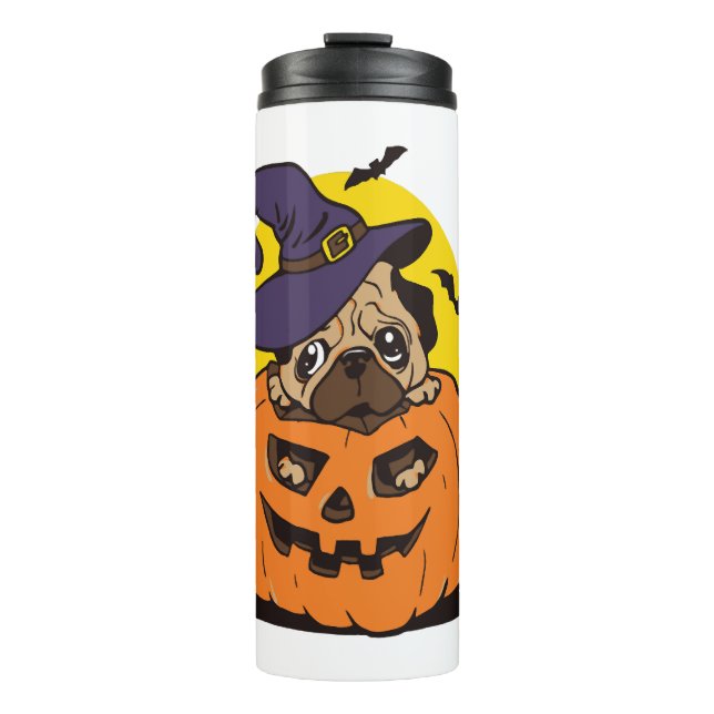 Pumpkin Dog Halloween, lustiger Halloween-Hund Thermosbecher (Vorderseite)