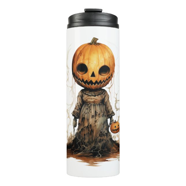 Pumpkin Doll Halloween Sticker Thermosbecher (Vorderseite)