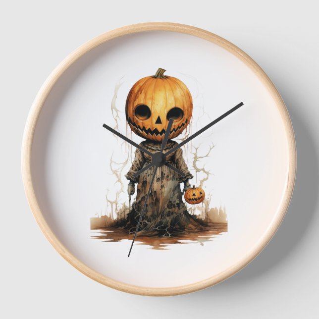Pumpkin Doll Halloween Sticker Uhr (Vorderseite)