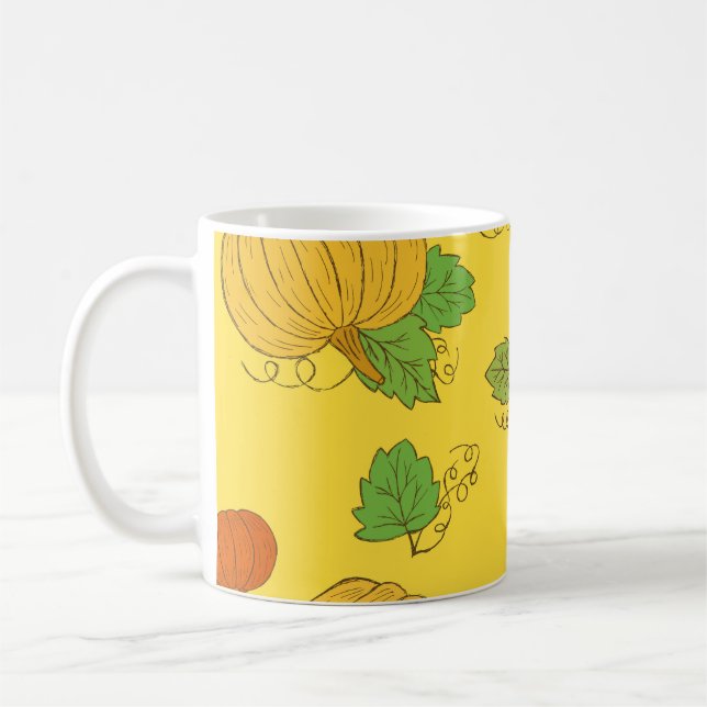 Pumpkin Doodle: Hand gezogen Nahtlos Kaffeetasse (Links)