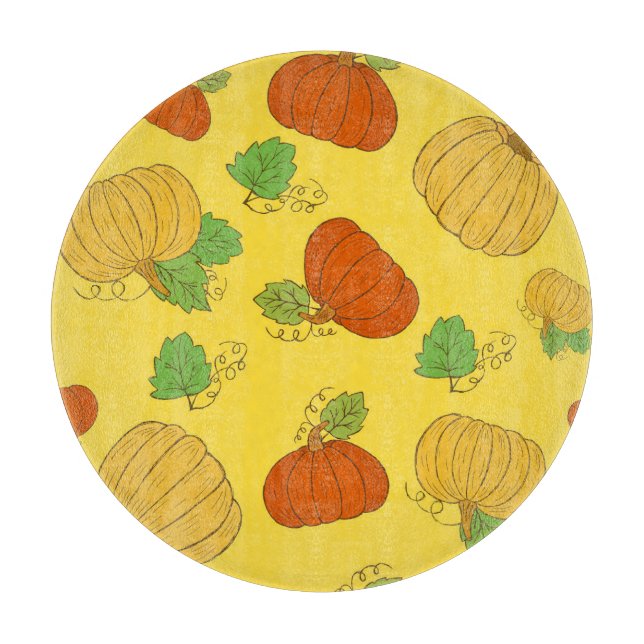 Pumpkin Doodle: Hand gezogen Nahtlos Schneidebrett (Vorderseite)