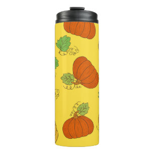 Pumpkin Doodle: Hand gezogen Nahtlos Thermosbecher