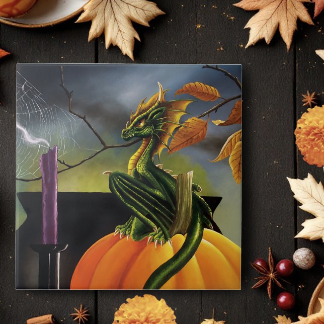 Pumpkin Dragon Cauldron Halloween Fliese (Von Creator hochgeladen)