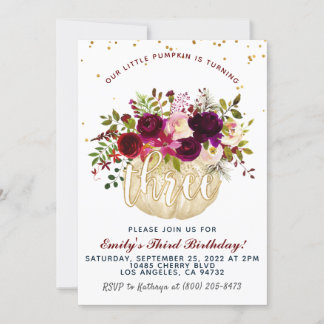 Pumpkin Dritter Geburtstag Einladung