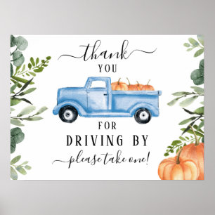 Pumpkin Drive By Baby Shower Thank You Sign Poster