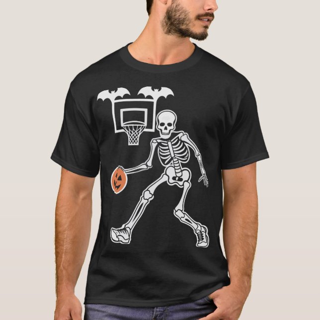 Pumpkin Dunker, Skeleton Basketball T - Shirt (Vorderseite)