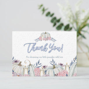 Pumpkin Dusty Blue Boy Baby Dusche Danke Karte