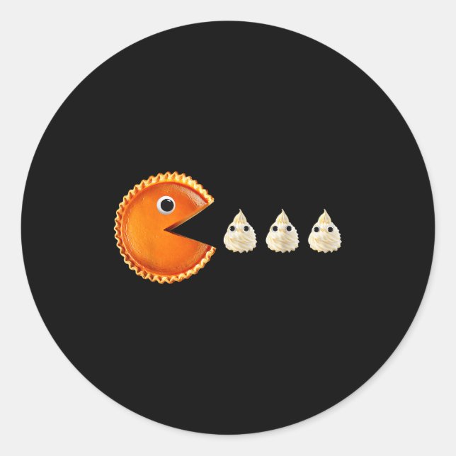 Pumpkin E Eating Whipped Cream Funny  Runder Aufkleber (Vorderseite)