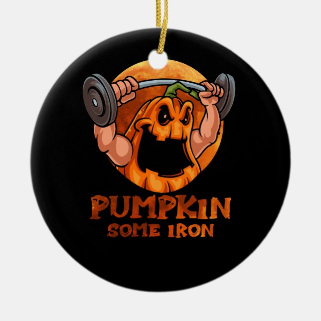 Pumpkin einige eiserne Funny Halloween Gym Workout Keramik Ornament (Vorne)