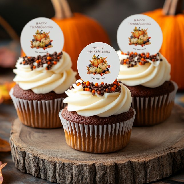 Pumpkin Elegant Rustikales Erntedank Fest Runder Aufkleber (Pumpkin Elegant Rustic Thanksgiving Feast Classic Round Sticker)