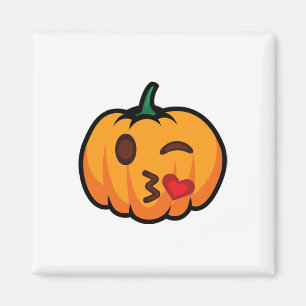Pumpkin Emoji One Eye Open Wink Blow Kiss Liebe Sp Magnet