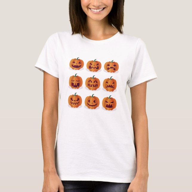 Pumpkin Emojis Halloween T-Shirt (Vorderseite)