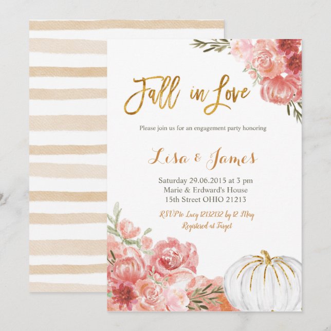 Pumpkin Engagement Partei Fall der Liebe Verlobung Einladung (Vorne/Hinten)