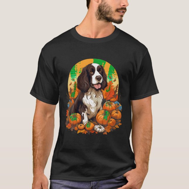 Pumpkin English Springer Spaniel Hund Halloween Th T-Shirt (Vorderseite)