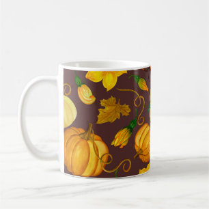 Pumpkin Ernte Autumn Watercolor Muster Kaffeetasse