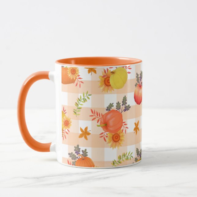 Pumpkin Erntedank Gingham Peach Tasse (Links)