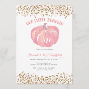 Pumpkin erste Geburtstagseinladung Pink und Gold Einladung