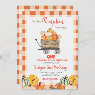 Pumpkin erste Geburtstagsfahrt bis zum Geburtstag Einladung