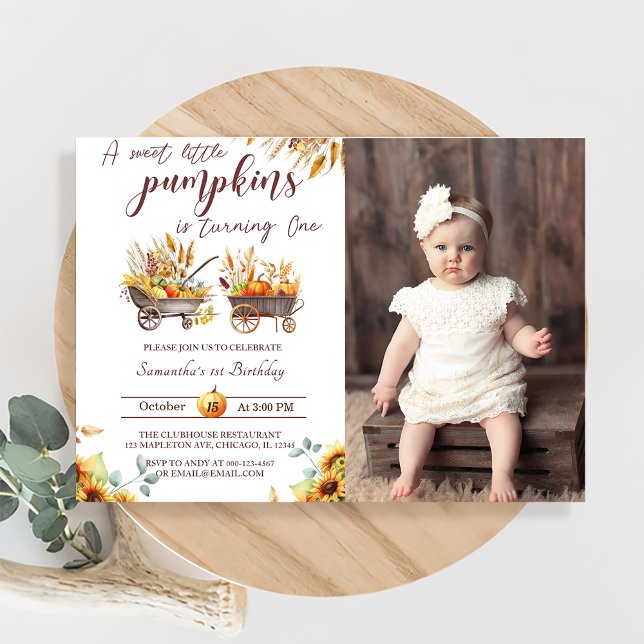 Pumpkin ersten Geburtstag ein süßer kleiner Pumpki Einladung (Von Creator hochgeladen)