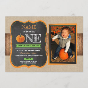 Pumpkin Erster Geburtstag Einladung 1. Party Foto 
