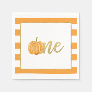Pumpkin Erster Geburtstag Napkin - Junge Orange St Serviette
