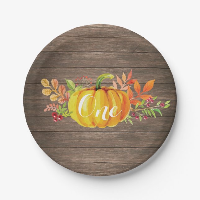 Pumpkin Erster Geburtstag Russe Herbst Herbst Pappteller (Vorderseite)