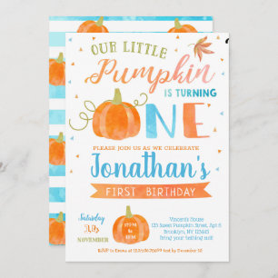 Pumpkin Erstgeburtstag Einladungen für Junge 1.