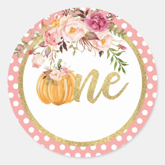 Pumpkin Erstgeburtsticker - Blumenstempel Runder Aufkleber (Vorderseite)