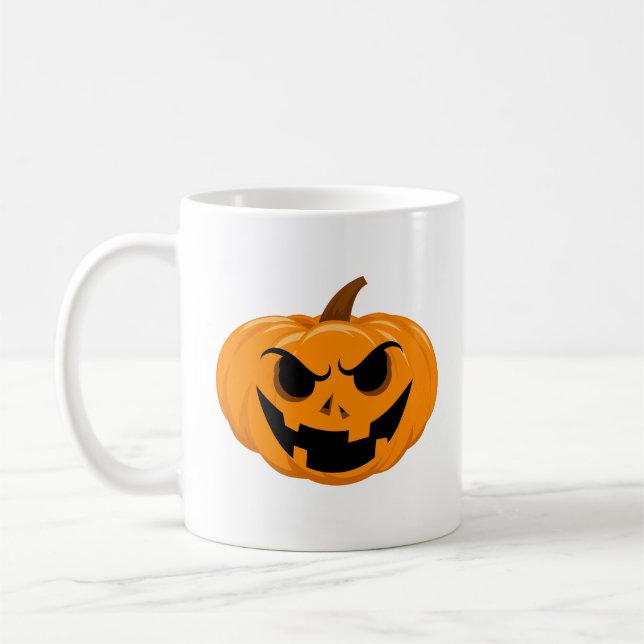 Pumpkin Face Beängstigend Halloween Kaffeetasse (Links)