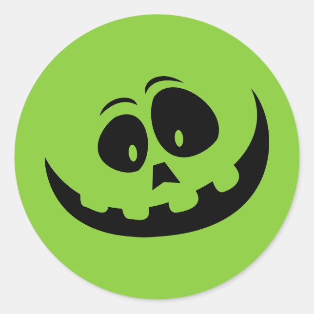 Pumpkin Face Green Halloween Runder Aufkleber (Vorderseite)