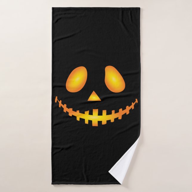 Pumpkin Face Halloween Jack O Lantern Spooky Badehandtuch (Badehandtuch)