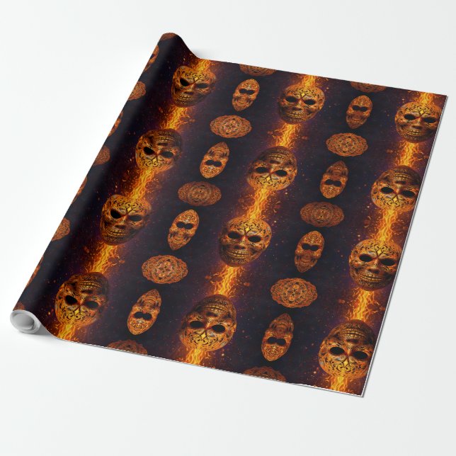 Pumpkin Face Horror Mask Geschenkpapier (Ungerollt)