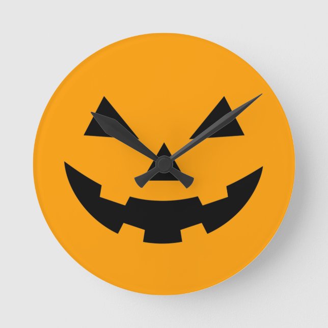 Pumpkin Face Wall Clock Runde Wanduhr (Vorderseite)