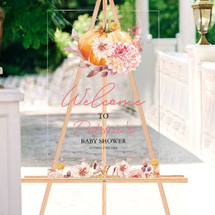 Pumpkin Fall Baby Dusche Begrüßungszeichen Acrylschild